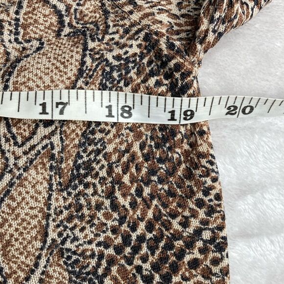 AUGUST SILK L Cardigan 100% Silk Long Sleeve Button Up Snake Skin Print Sweater - Picture 6 of 9